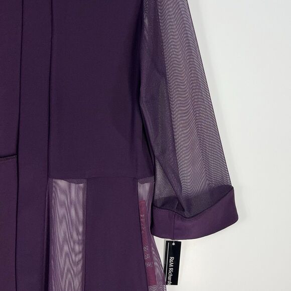 R&M Richards Women 14 Purple Formal Jacket 3/4 Sleeve Open Front Cardigan - Picture 6 of 10
